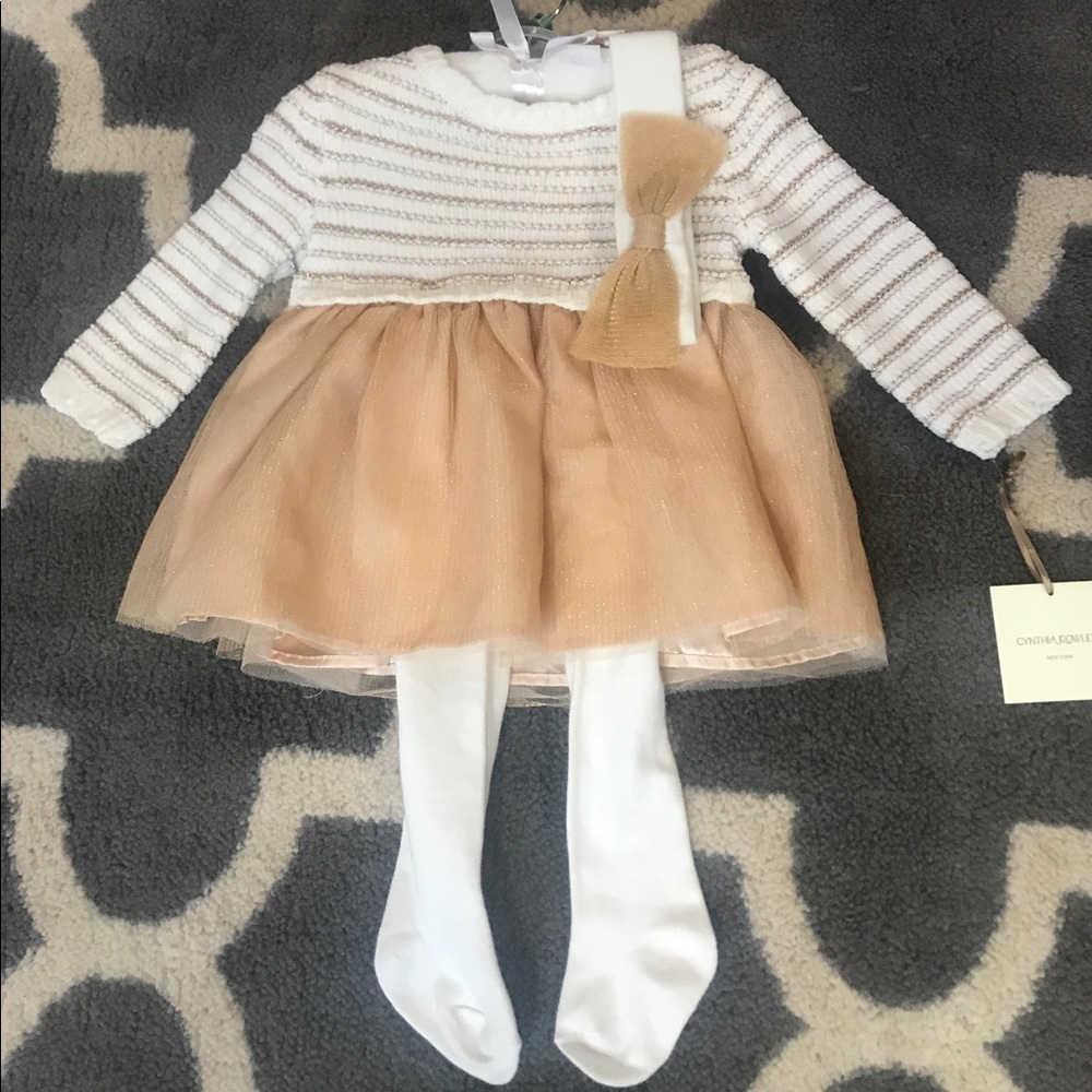 NEW Cynthia Rowley 3-6M Dress, Tights, Headband